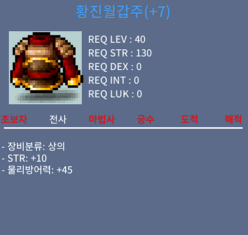 황진월갑주(40제) / 100 / 힘10