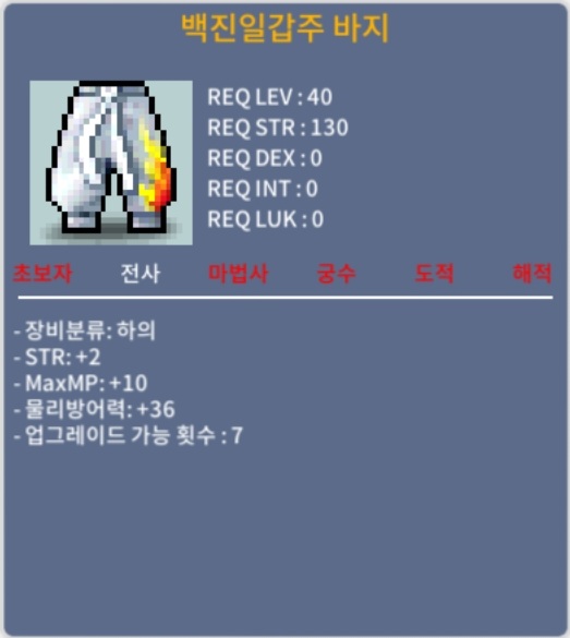 백진일갑주 바지 / 10 / 힘2