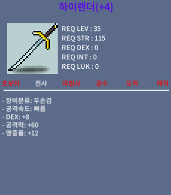 하이랜더 / 150 / 4명작 / 공1 상옵 / 팝니다
