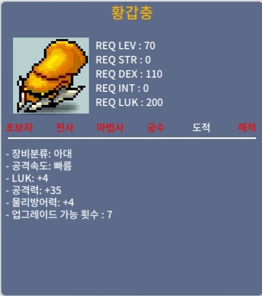 황갑충 / 250 / 럭4 공35