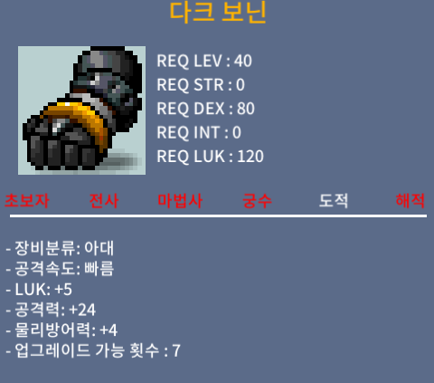 (판완)다크 보닌 / 70 / 공24 럭5 팝니다