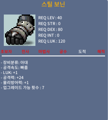 스틸 보닌 / 30 / LUK+1, 공+24 / https://open.kakao.com/o/sXBsb2Qf