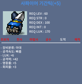 사파이어 기간틱 / 1500만 / 럭6 / 공42