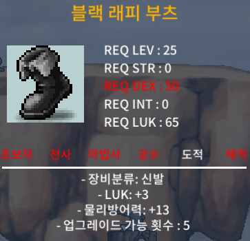 블랙 래피 부츠 / 15 / 노작 럭3 / https://open.kakao.com/o/s8hyVVTf