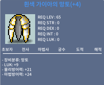 65제 럭9 망토 / 4200만 / 채팅