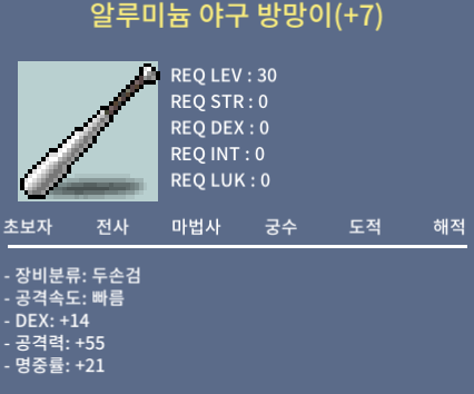 공55 알루미늄 야구 방망이 7작 / 550 / 덱14/공55/명21 / https://discord.gg/z2b9cG7CGr 커뮤니티 채팅 안봅니다 디코입장후 말씀주세요