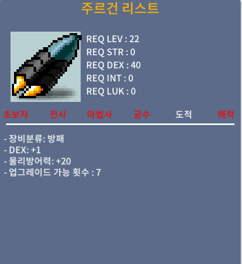 주르건 리스트 덱1 200팜 / 2000000 / 도적 방패