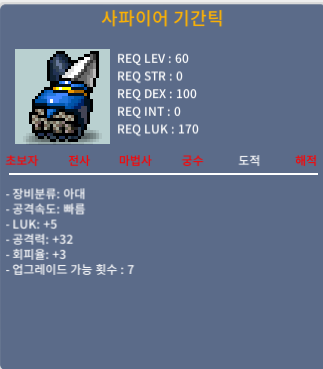사파이어 기간틱 럭5,공32 / 200만원 / 챗주세요