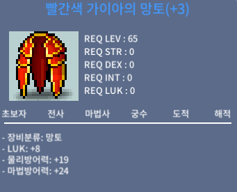 65제 럭8 망토 / 3000만 / 채팅