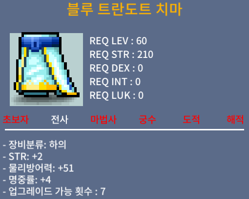 블루 트란도트 치마 / 220 / 노작 / 쪽지 & 채팅