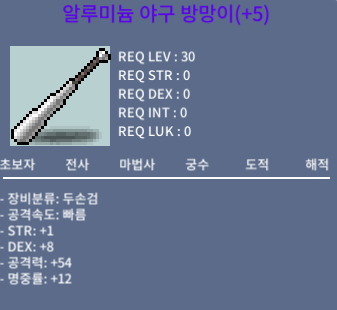 공54 알루미늄 야구 방망이 / 70만 / 공54 명12 힘1 덱8 ㅍㅍㅍ / 70만