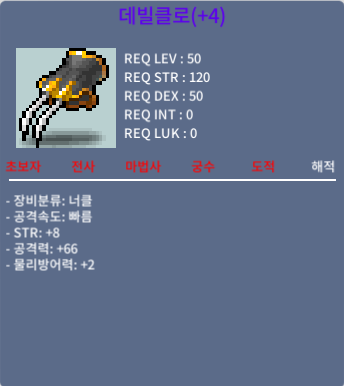 66/8 데빌클로 50제 해적 너클 / 9000000