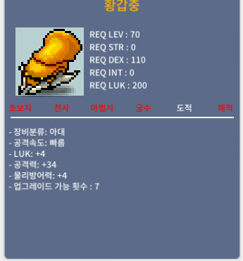 황갑충 / 150 / 럭4공34