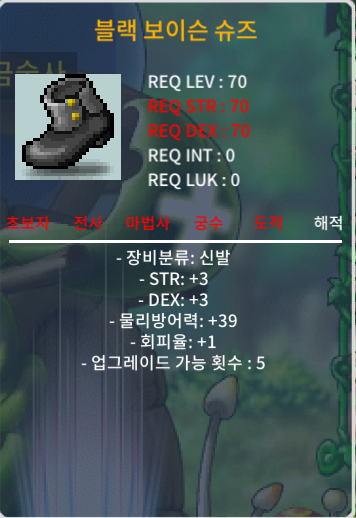 렙70제 / 블랙 보이슨슈즈  / 힘3덱3회1 / 해적신발 / 90 / 해적신발 / https://open.kakao.com/o/gnvzK15f