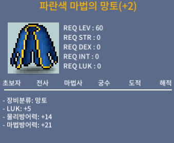 60제 럭5 망토 / 200만 / 채팅