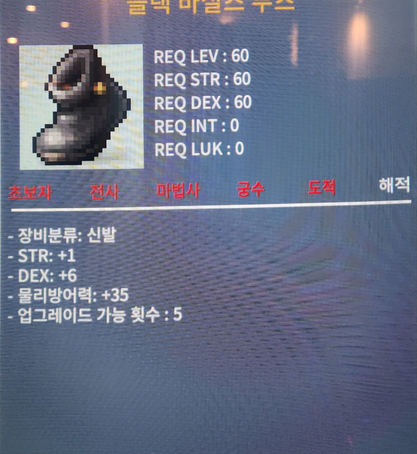 블랙 바실즈 부츠 (60제신발) 팝니다 / 200만 / 힘1 덱스6 / https://open.kakao.com/o/sWrr2YVf