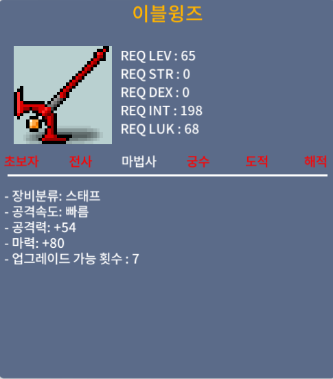이블윙즈 마력80 / 65 / 쪽지, 채팅