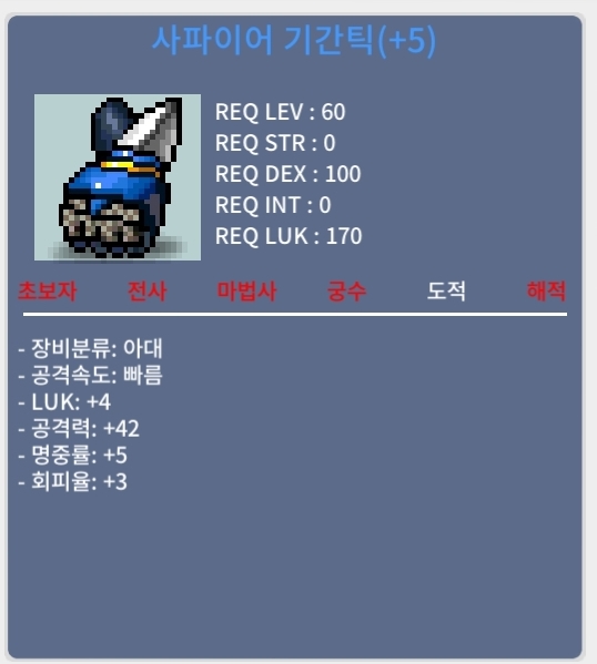 사파이어 기간틱 / 1500 / 럭4 공42