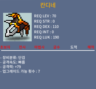 칸디네 공79/ 2상옵 / 150 팝니다 / 150만 메소