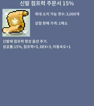 신발 점프력 (신점) 15퍼 / 1000만