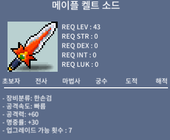 메이플 켈트 소드 / 1500만 / 채팅
