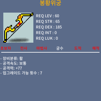봉황위궁 2상옵 공77 100팝니다 / 100만메소