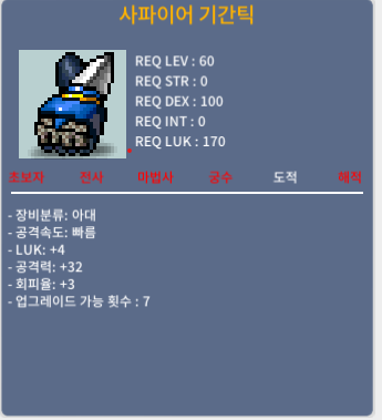 사파이어 기간틱 럭4공32 팝니다 / 200만 / 채팅