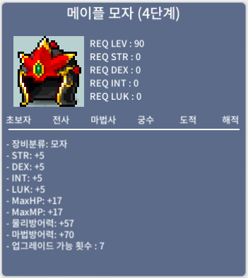 90제 노작 메이플 모자(4단계) 팝니다 / 1600만 / 올스텟 5 노작 / https://open.kakao.com/o/sZ5oinYf