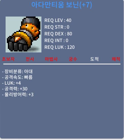 떡보닌 / 80 / 럭4/공30
