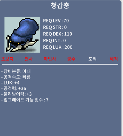청갑충/럭4 공36 / 1400