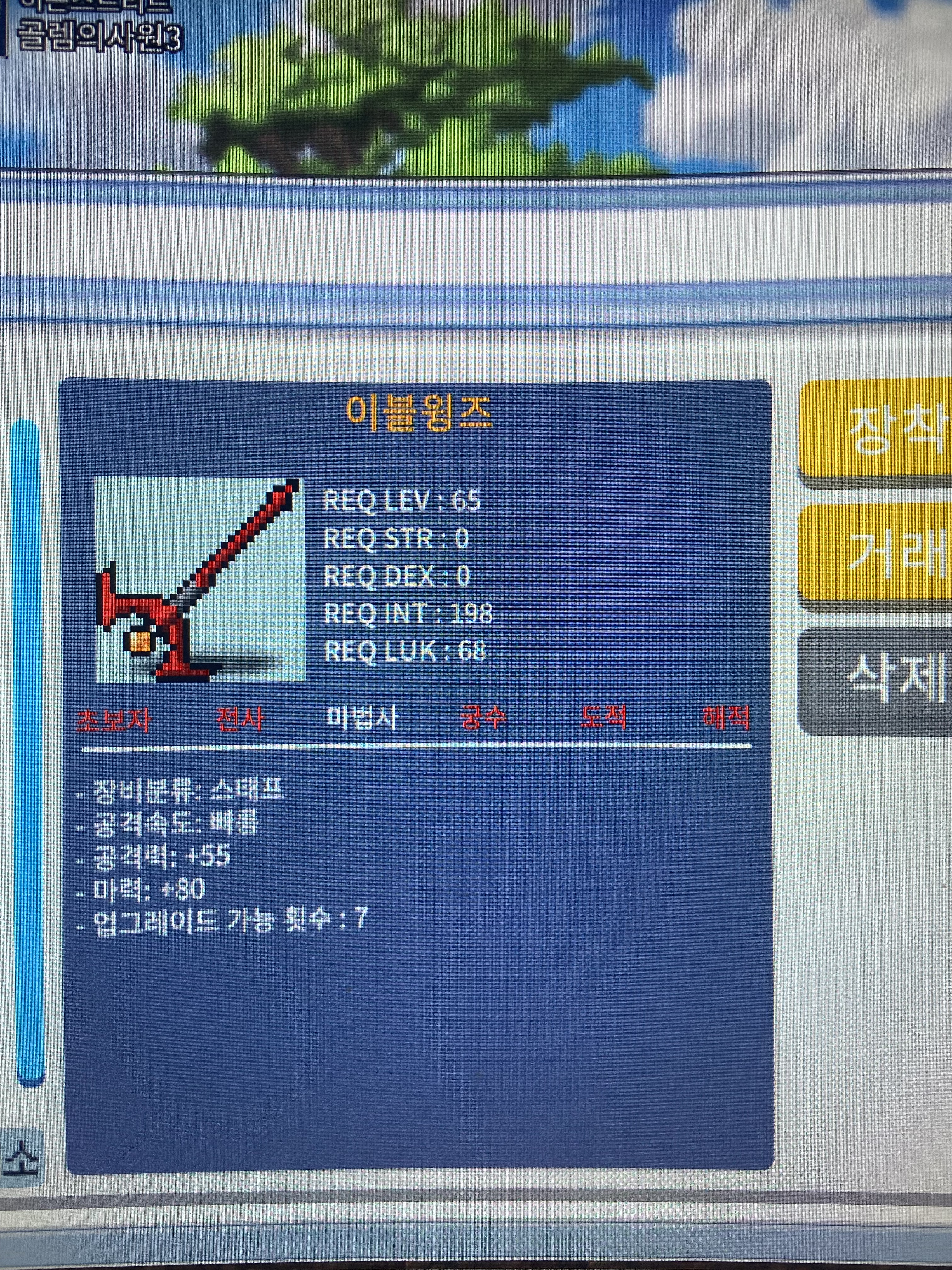 이블윙즈 노작 중옵 80 / 80만메소 / 노작중옵마80