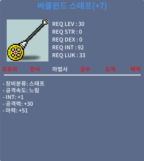 30제 써클윈드 스태프 / 80만 / 1상옵에 떡작 / 채팅