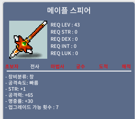 43제) 메이플 스피어 노작 / 1900만 ㅍㅍ / 챗주세여