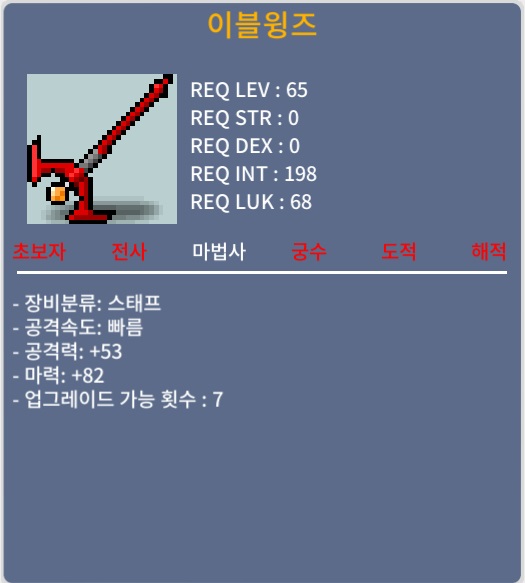 이블윙즈 / 400만 메소 / 노작 2상옵 마82 / 채팅이나 쪽지