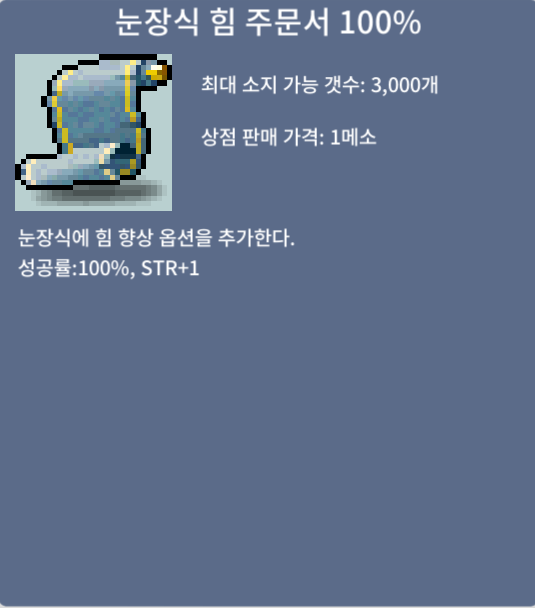 눈장식 힘 주문서 100% / 5000 / 힘1 / 채팅 주세요