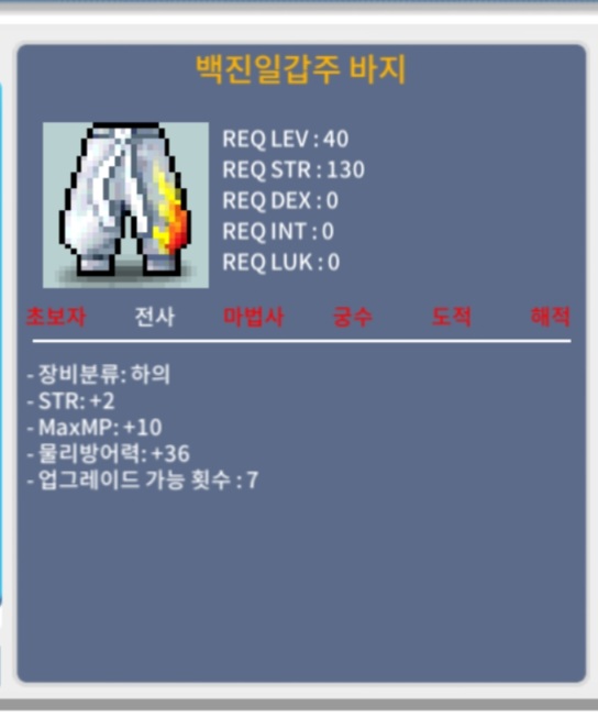 백진일갑주 바지 힘2 / 10만