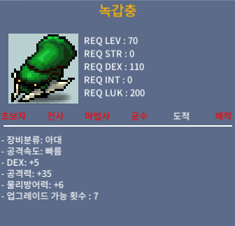 녹갑충 / 120 / 공 1추 녹갑