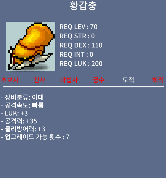 황갑충 / 400 / 공35 럭3 / 쪽지/채팅