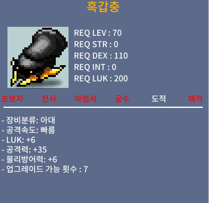 흑갑충 35 럭 6 / 800 / 흑갑충 / 대화, 쪽지, 채팅