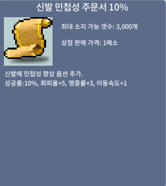 신발 민첩성 주문서 10% 신민10 / 30만 / 4장 / https://open.kakao.com/o/sYyS0AXf