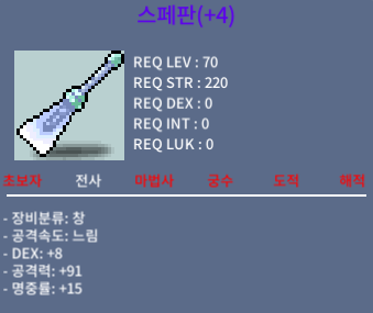 스페판 명작 / +4 합23 공91 / 250