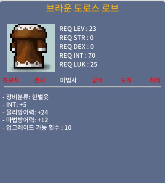 인5 브라운 도로스 로브 (23제) 1100만 팝니다 / 1100만 / 인5