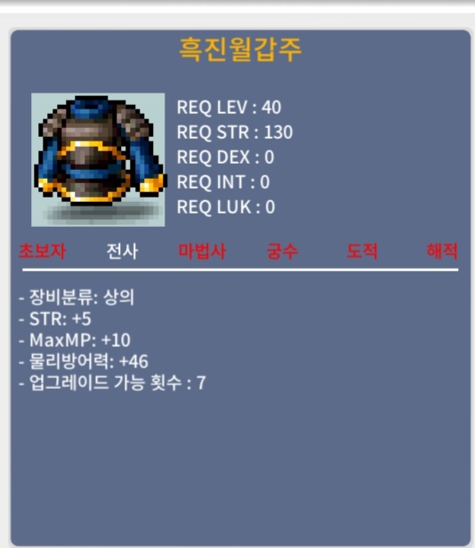 흑진월갑주 힘5 30만에 팝니다 / 300,000