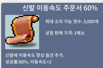 [판매 완료]-신발 이동속도 주문서 60%/20만/1장 팝니다~!