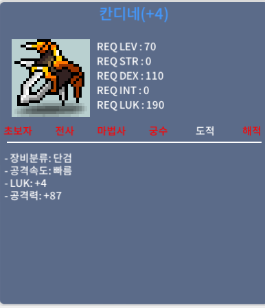 칸디네4작/럭4공87/250만/흥정가능 / 250만