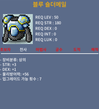 블루 숄더메일 50제 / 20 / 힘3덱1