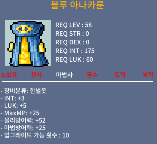 블루 아나카룬 / 40 / 합8 인3 럭5 / https://open.kakao.com/o/snW1RqRf