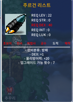 22제) 도적 방패 / 주르건 리스트 DEX+1 물20 / 60만 / https://open.kakao.com/o/sIKDsjke / 60만