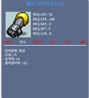50제 전사 장갑 힘5 공6 팝니다 / 700만 / 골드 브리스트 / 채팅