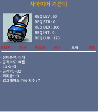 사파이어 기간틱 2상옵 / 120만 / 럭3 공32 / 채팅 ㄱ